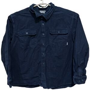 Eddie Bauer Shirt Mens XXL Blue Thick 100% Cotton Button Up Long Sleeve Shacket